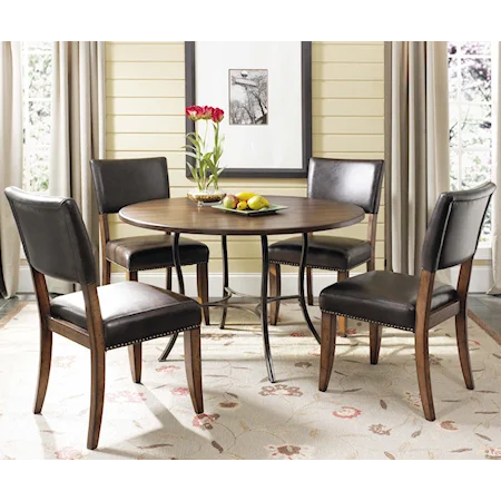 5 Piece Dining Set with Wood Table & Parson Chairs